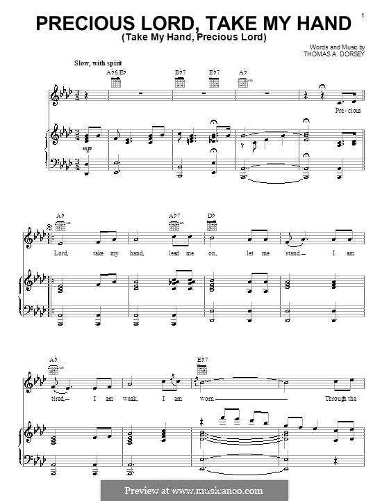 Precious Lord, Take My Hand (Take My Hand, Precious Lord): Für Stimme mit Klavier oder Gitarre (Elvis Presley) by Thomas A. Dorsey