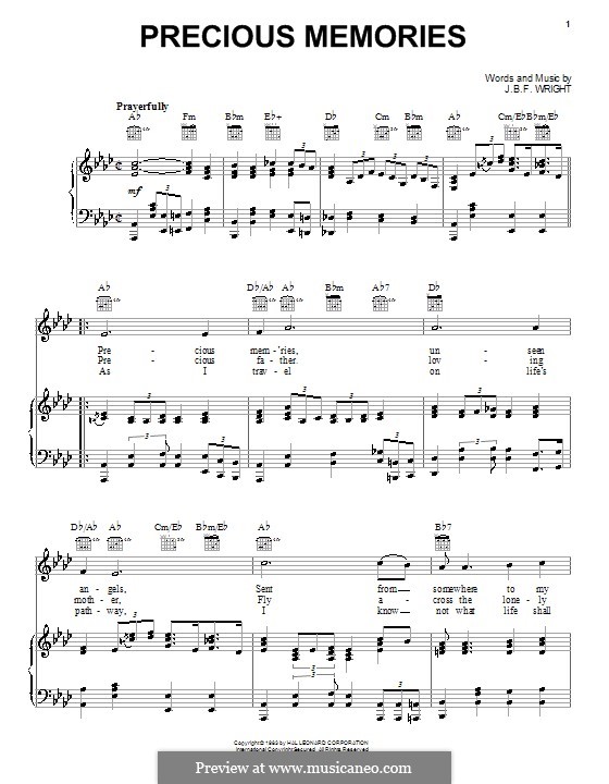 Precious Memories: Für Stimme und Klavier (oder Gitarre) by J. B. F. Wright