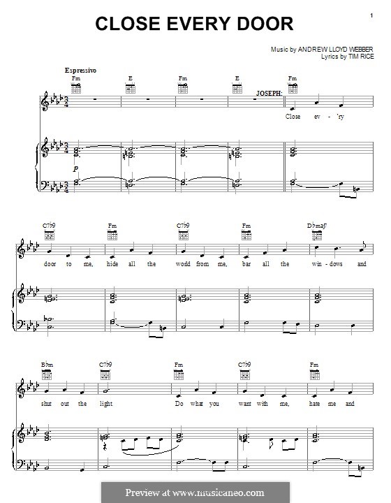 Close Every Door: Für Stimme und Klavier (oder Gitarre) by Andrew Lloyd Webber