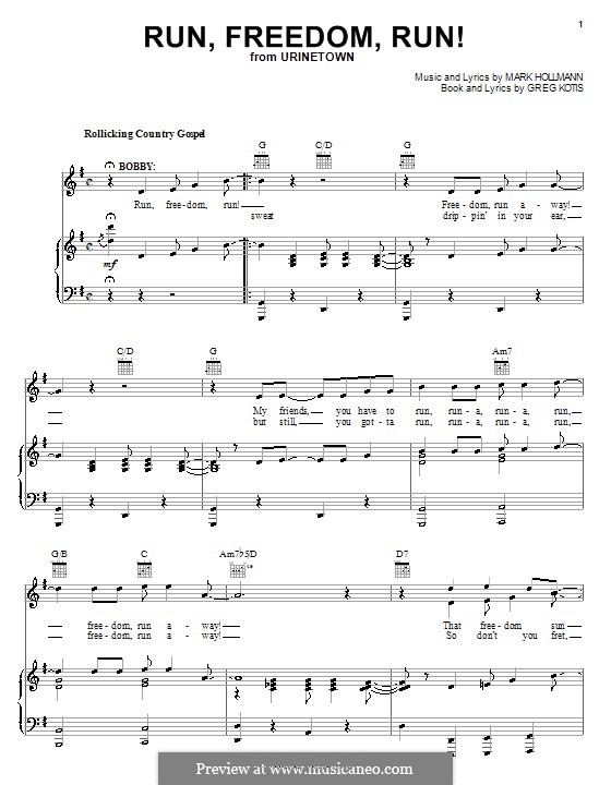 Run, Freedom, Run!: Für Stimme und Klavier (oder Gitarre) by Greg Kotis, Mark Hollmann