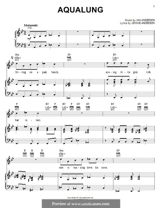 Aqualung (Jethro Tull): Für Stimme und Klavier (oder Gitarre) by Ian Anderson, Jennie Anderson