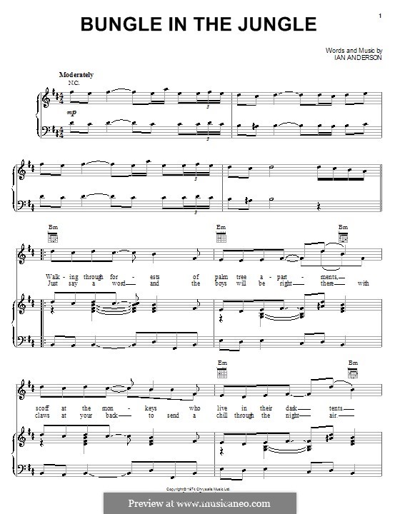 Bungle in the Jungle (Jethro Tull): Für Stimme und Klavier (oder Gitarre) by Ian Anderson