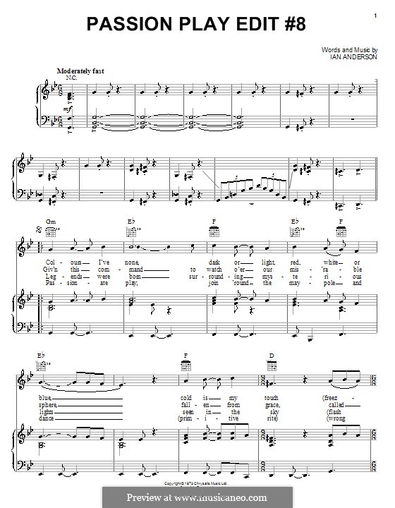 Passion Play Edit No.8 (Jethro Tull): Für Stimme und Klavier (oder Gitarre) by Ian Anderson