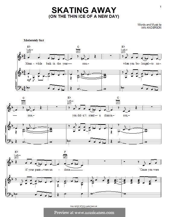 Skating Away (On the Thin Ice of a New Day): Für Stimme mit Klavier oder Gitarre (Jethro Tull) by Ian Anderson