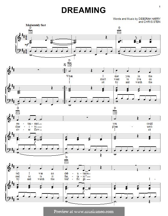 Dreaming (Blondie): Für Stimme und Klavier (oder Gitarre) by Chris Stein, Deborah Harry