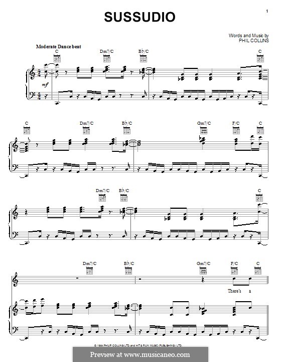 Sussudio: Für Stimme und Klavier (oder Gitarre) by Phil Collins