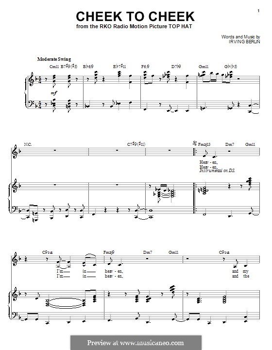 Cheek to Cheek: Für Stimme mit Klavier oder Gitarre (Sarah Vaughan) by Irving Berlin