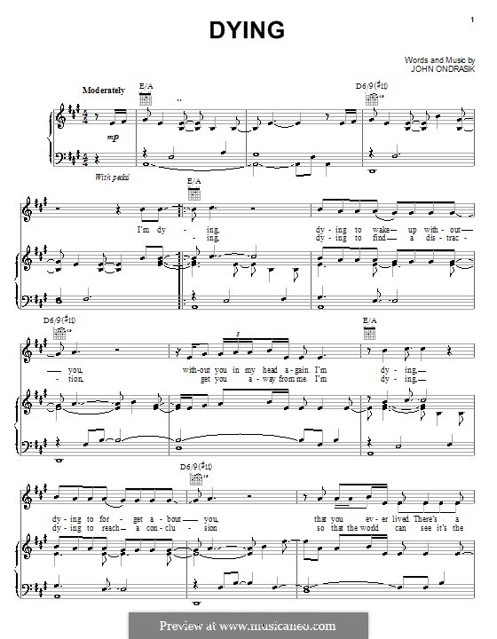 Dying (Five for Fighting): Für Stimme und Klavier (oder Gitarre) by John Ondrasik