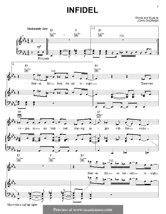 Infidel (Five for Fighting): Für Stimme und Klavier (oder Gitarre) by John Ondrasik