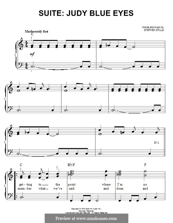 Judy Blue Eyes (Suite): Einfache Noten für Klavier by Stephen Stills