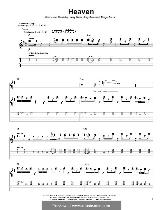 Heaven (Los Lonely Boys): Für Gitarre mit Tabulatur by Henry Garza, Joey Garza, Ringo Garza