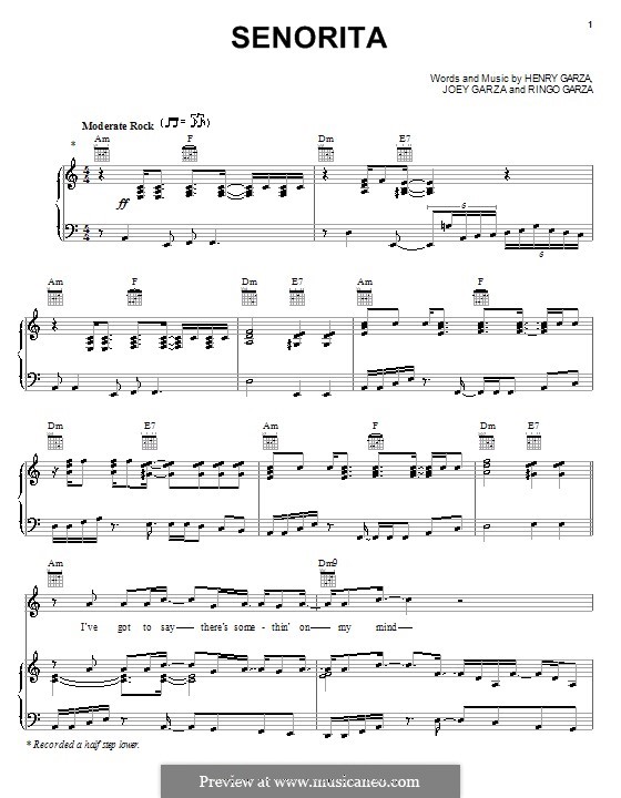 Senorita (Los Lonely Boys): Für Stimme und Klavier (oder Gitarre) by Henry Garza, Joey Garza, Ringo Garza
