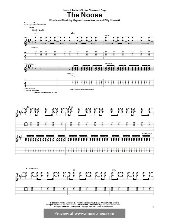 The Noose (A Perfect Circle): Für Gitarre mit Tabulatur by Billy Howerdel, Maynard James Keenan
