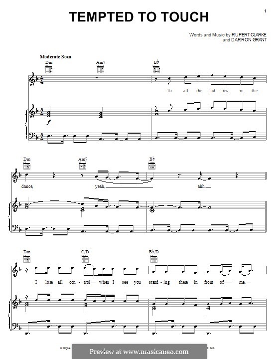 Tempted to Touch (Rupee): Für Stimme und Klavier (oder Gitarre) by Darron Grant, Rupert Clarke