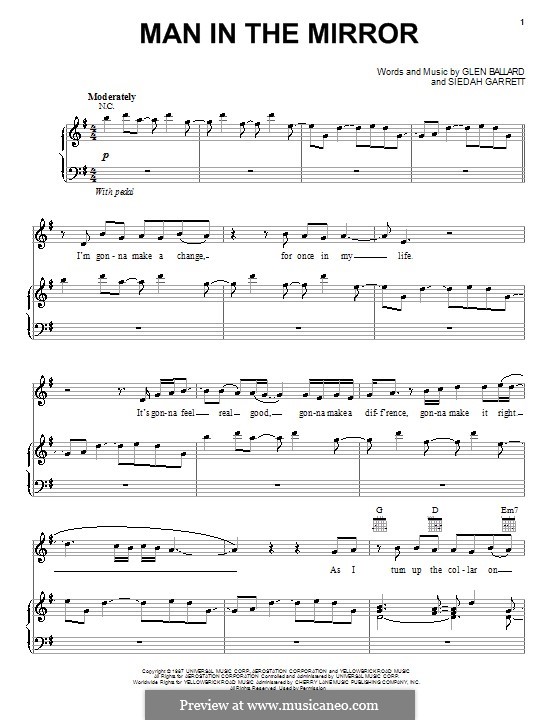 Vocal-instrumental version: Für Stimme mit Klavier oder Gitarre (Michael Jackson) by Glen Ballard, Siedah Garrett