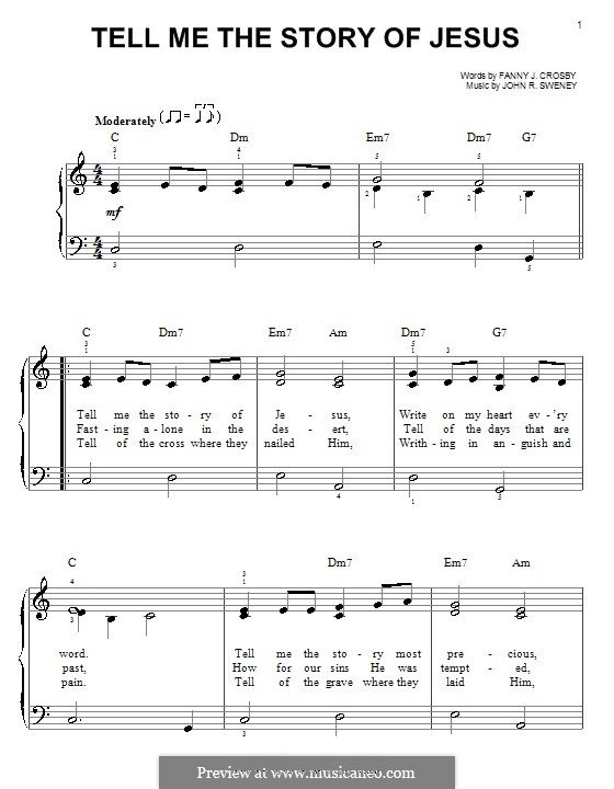 Tell Me the Story of Jesus: Einfache Noten für Klavier by John Robson Sweney