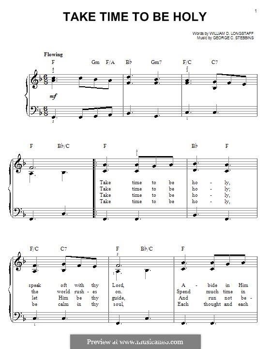 Take Time to be Holy: Für Klavier by George C. Stebbins