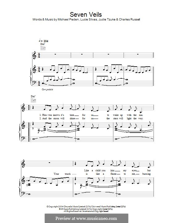 Seven Veils: Für Stimme und Klavier (oder Gitarre) by Charles Russell, Mike Peden
