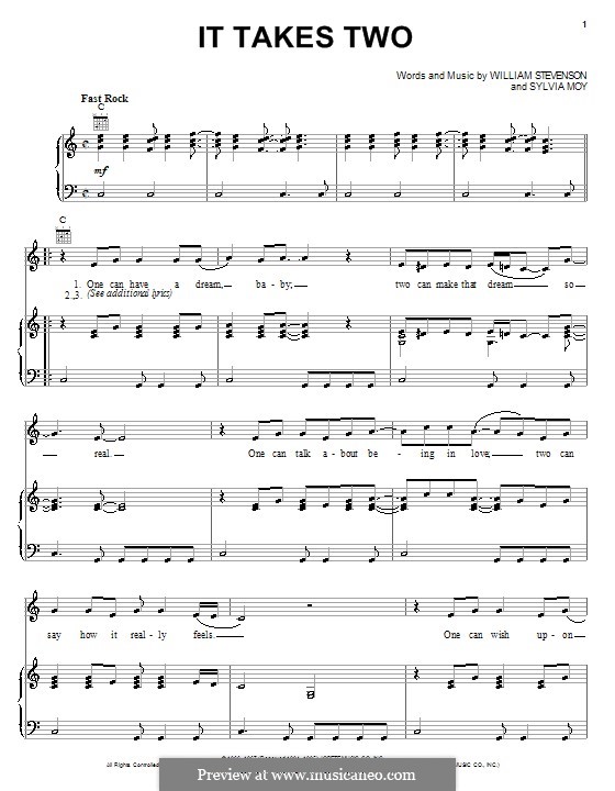 It Takes Two (Marvin Gaye & Kim Weston): Für Stimme und Klavier (oder Gitarre) by Sylvia Moy, William Stevenson