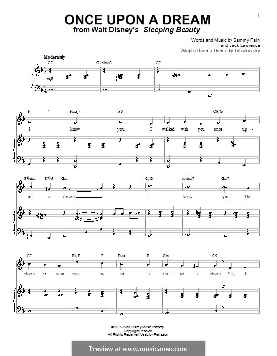 Once Upon A Dream (from Sleeping Beauty): Für Stimme und Klavier (oder Gitarre) by Jack Lawrence, Sammy Fain
