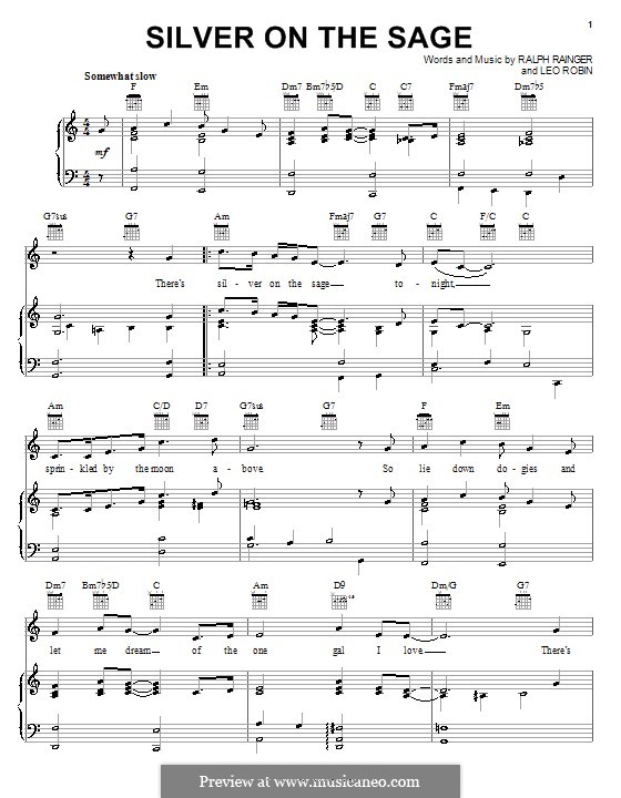 Silver on the Sage: Für Stimme und Klavier (oder Gitarre) by Leo Robin, Ralph Rainger
