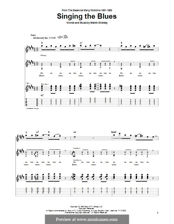 Singing the Blues: Für Gitarre mit Tabulatur (Marty Robbins) by Melvin Endsley