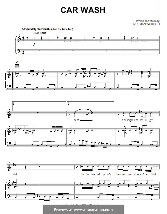Car Wash (Rose Royce): Für Stimme und Klavier (oder Gitarre) by Norman J. Whitfield