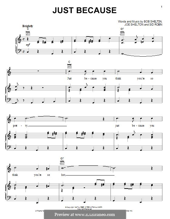 Just Because: Für Stimme und Klavier (oder Gitarre) by Bob Shelton, Joe Shelton, Sid Robin