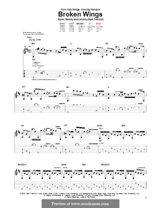 Broken Wings (Alter Bridge): Für Gitarre mit Tab by Mark Tremonti