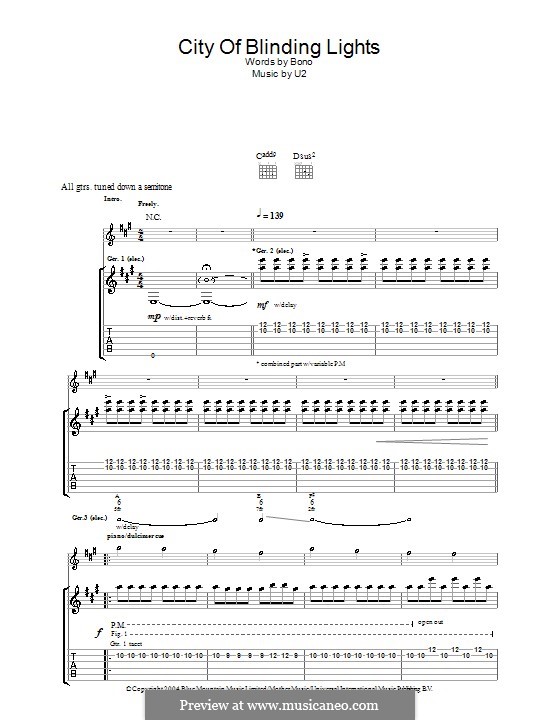 City of Blinding Lights von U2 Noten auf MusicaNeo City of Blinding Lights von U2 Noten auf MusicaNeo