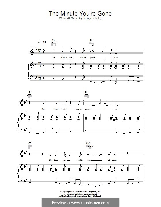 The Minute You're Gone: Für Stimme und Klavier (oder Gitarre) by Jimmy Gateley