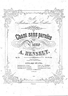 Lied ohne Worte, Op.33: Lied ohne Worte by Adolf von Henselt