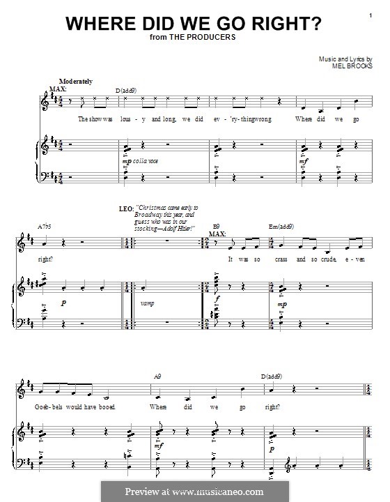 Where Did We Go Right?: Für Stimme und Klavier (oder Gitarre) by Mel Brooks