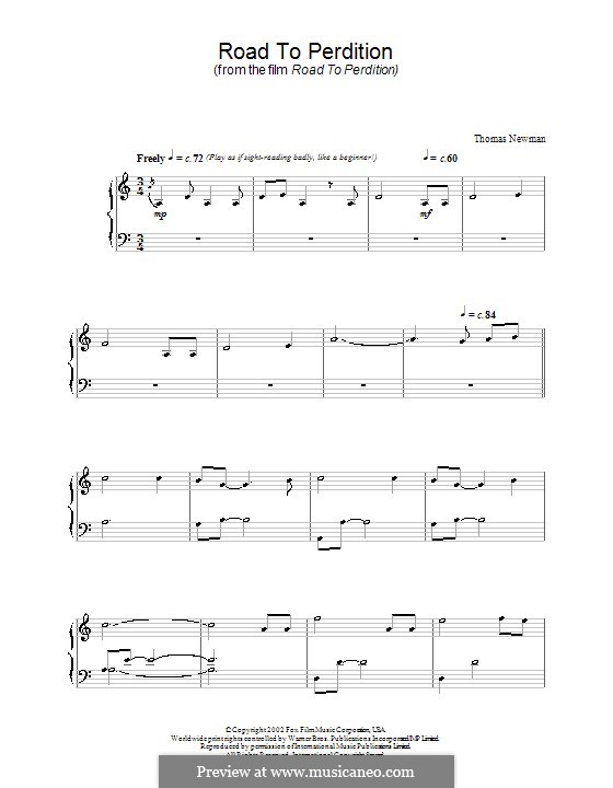 Road to Perdition: Für Klavier by Thomas Newman