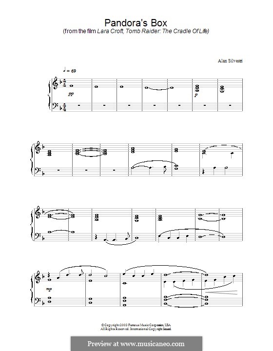 Pandora's Box (from Lara Croft, Tomb Raider: The Cradle of Life): Für Klavier by Alan Silvestri