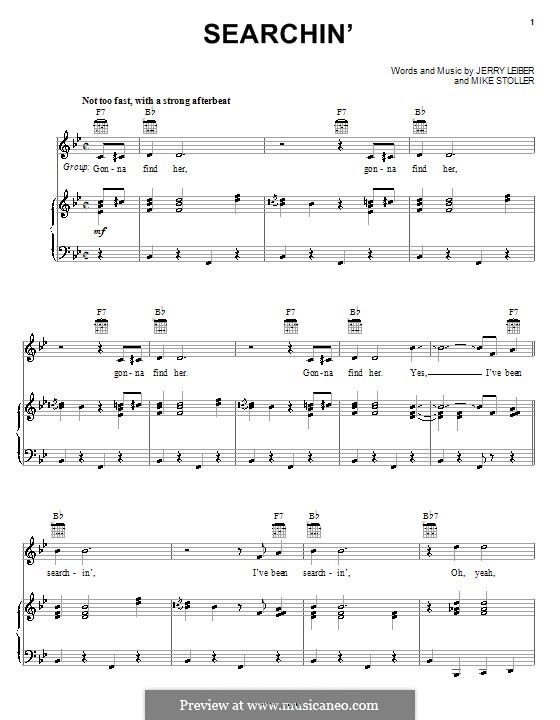 Searchin' (The Coasters): Für Stimme und Klavier (oder Gitarre) by Jerry Leiber, Mike Stoller