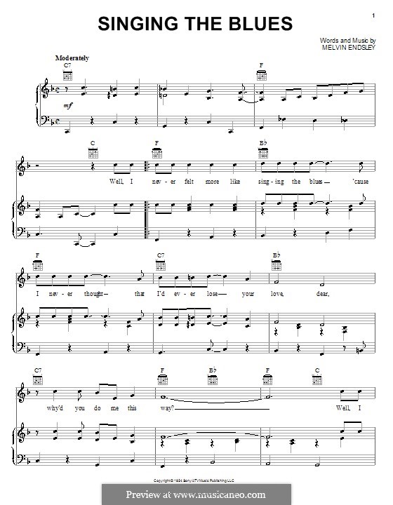 Singing the Blues: Für Stimme mit Klavier oder Gitarre (Marty Robbins) by Melvin Endsley