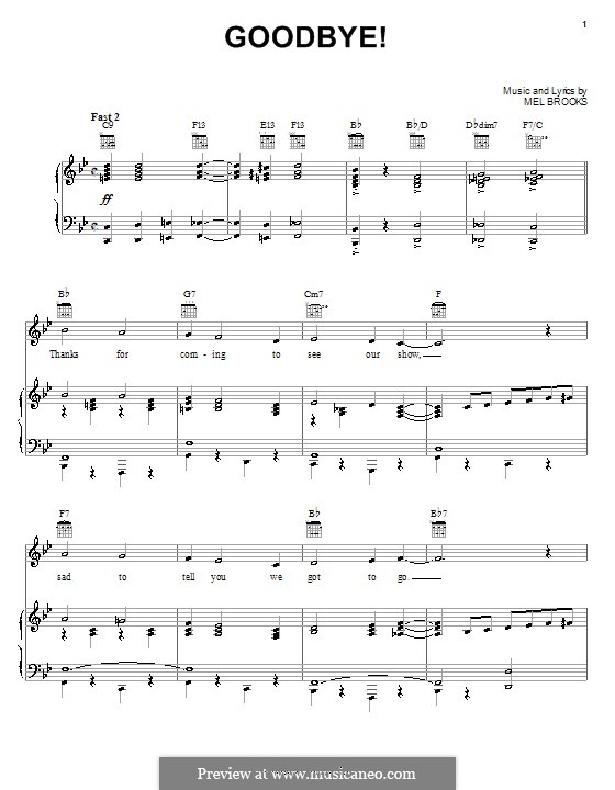 Goodbye!: Für Stimme und Klavier (oder Gitarre) by Mel Brooks