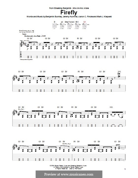 Firefly (Breaking Benjamin): Für Gitarre mit Tabulatur by Aaron C. Fincke, Benjamin Burnley, Jeremy Hummel, Mark J. Klepaski