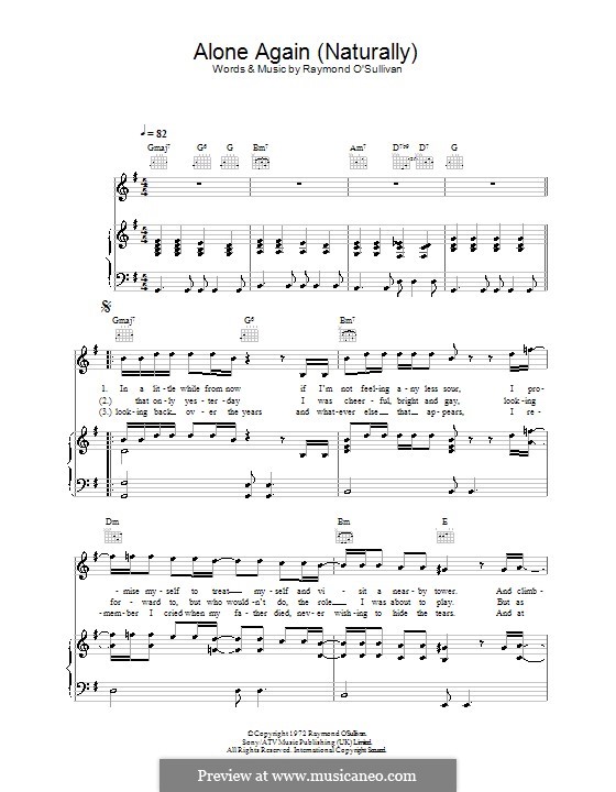 Alone Again (Naturally): Für Stimme und Klavier (oder Gitarre) by Gilbert O'Sullivan