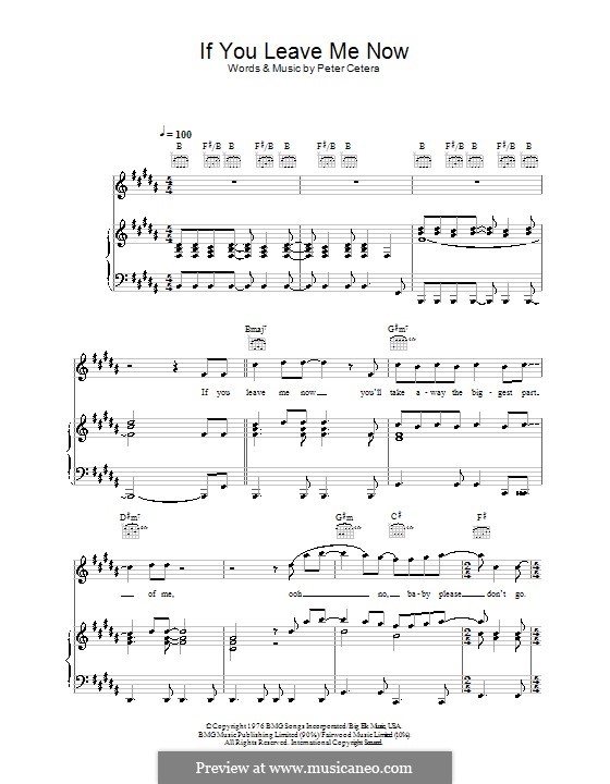 If You Leave Me Now (Chicago): Für Stimme und Klavier (oder Gitarre) by Peter Cetera