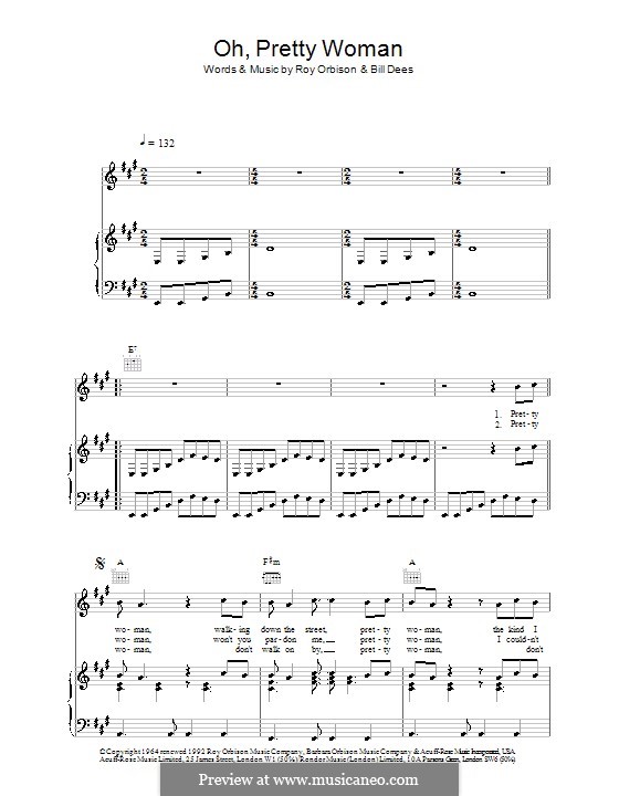 Oh, Pretty Woman: Für Stimme und Klavier (oder Gitarre) by Bill Dees, Roy Orbison
