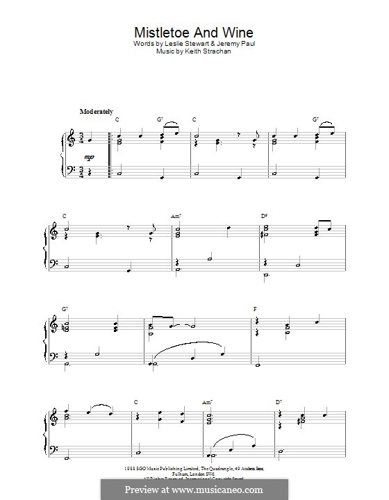 Mistletoe and Wine (Cliff Richard): Einfache Noten für Klavier by Keith Strachan