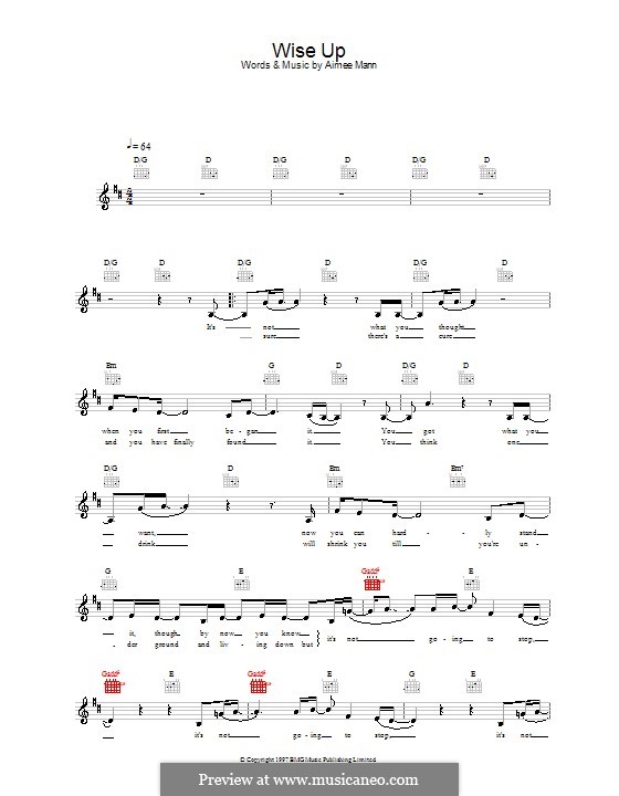 Wise Up (from Magnolia): Melodie, Text und Akkorde by Aimee Mann