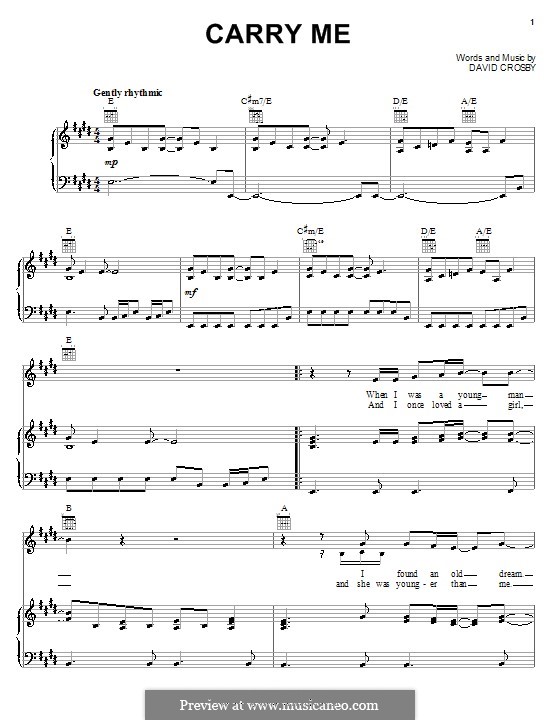 Carry Me (Crosby, Stills & Nash): Für Stimme und Klavier (oder Gitarre) by David Crosby