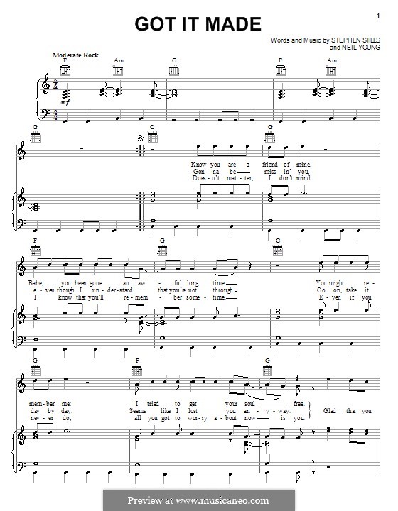 Got It Made (Crosby, Stills & Nash): Für Stimme und Klavier (oder Gitarre) by Neil Young, Stephen Stills