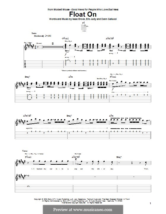 Float on (Modest Mouse): Für Gitarre mit Tabulatur by Dann Gallucci, Eric Judy, Isaac Brock