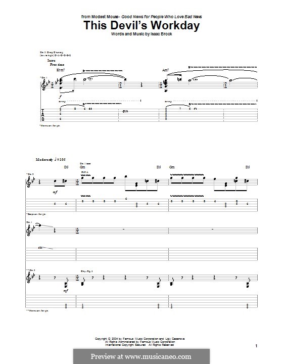 This Devil's Workday (Modest Mouse): Für Gitarre mit Tabulatur by Isaac Brock