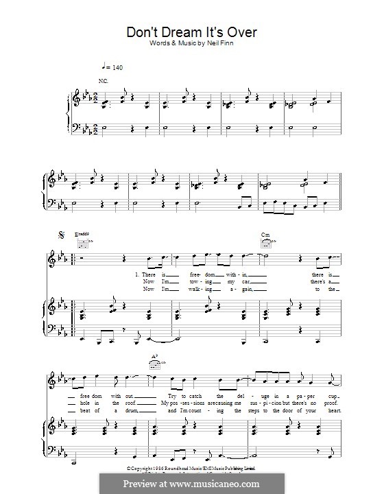 Don't Dream It's Over (Crowded House): Für Stimme und Klavier (oder Gitarre) by Neil Finn