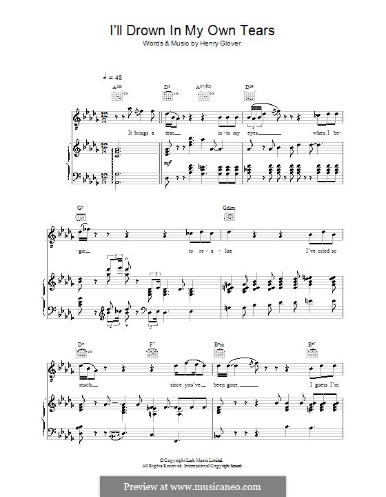 I'll Drown in My Own Tears: Für Stimme und Klavier (oder Gitarre) by Henry Glover